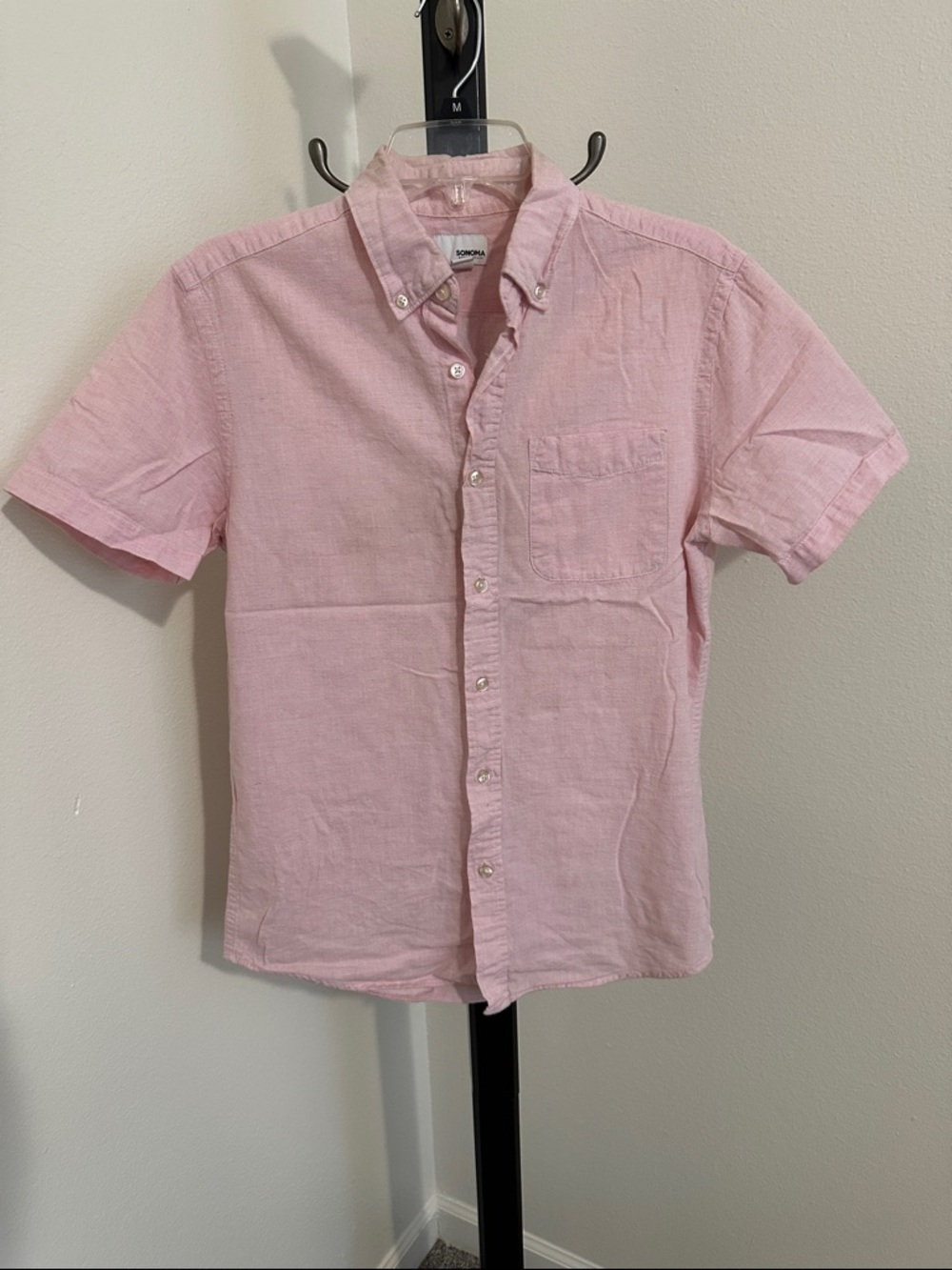 Sonoma Light Pink Short-Sleeve Button-Down Shirt